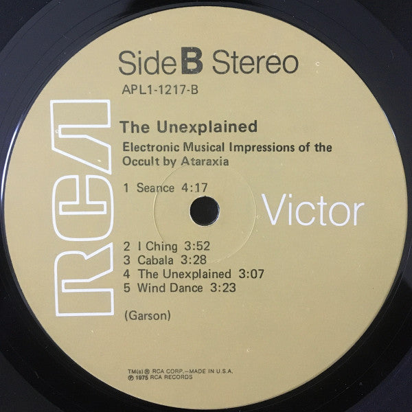 Ataraxia (2) : The Unexplained (Electronic Musical Impressions Of The Occult) (LP, Album, Ind)