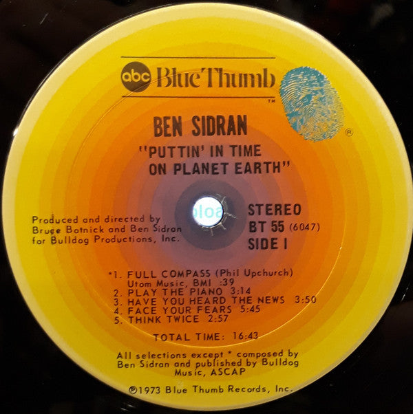 Ben Sidran : Puttin' In Time On Planet Earth (LP, Album, RE, Gat)