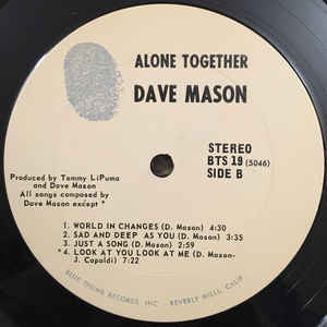 Dave Mason : Alone Together (LP, Album, Gat)