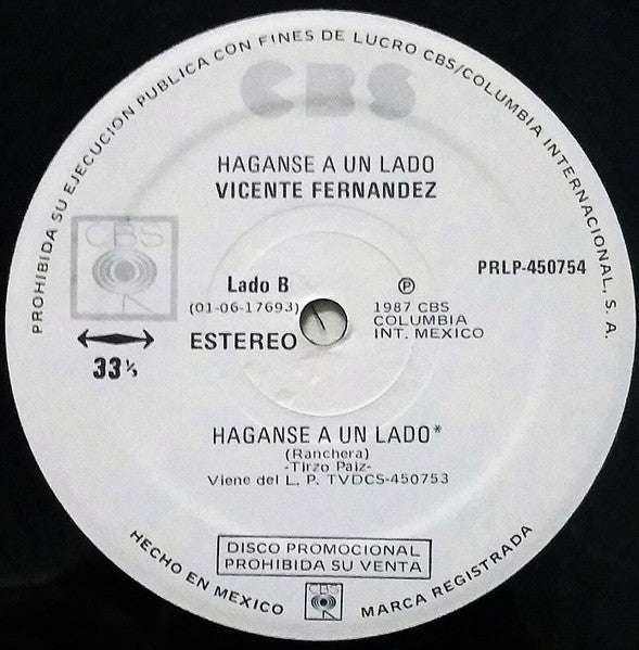 Vicente Fernandez : Haganse A Un Lado (12", Single, Promo)