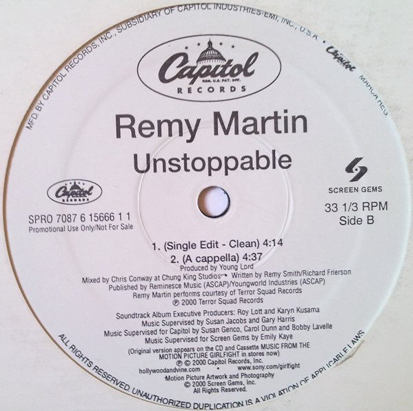 Remy Martin : Unstoppable (12", Single, Promo)