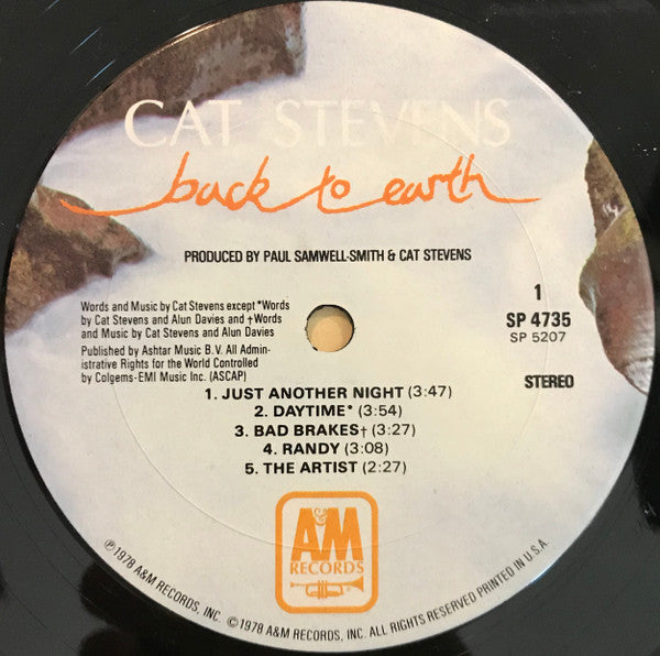 Cat Stevens : Back To Earth (LP, Album)