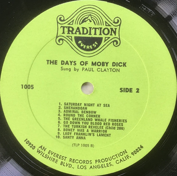 Paul Clayton (2) : Whaling And Sailing Songs From The Days Of Moby Dick (LP, Album, RE)