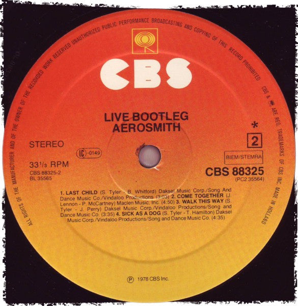 Aerosmith : Live! Bootleg (2xLP, Album, Gat)