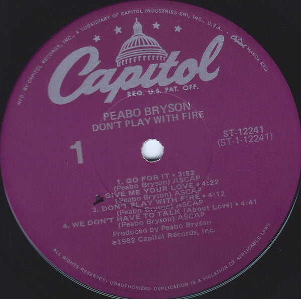 Peabo Bryson : Don't Play With Fire (LP, Album, Win)
