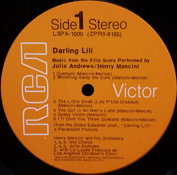 Julie Andrews / Henry Mancini : Perform Music From The Film Score Darling Lili (LP)