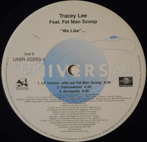 Tracey Lee Featuring Fatman Scoop : We Like (12", Promo)