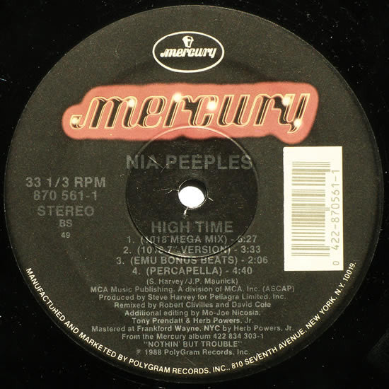 Nia Peeples : High Time (12", Maxi)
