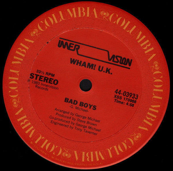 Wham! U.K.* : Bad Boys (12", Single)