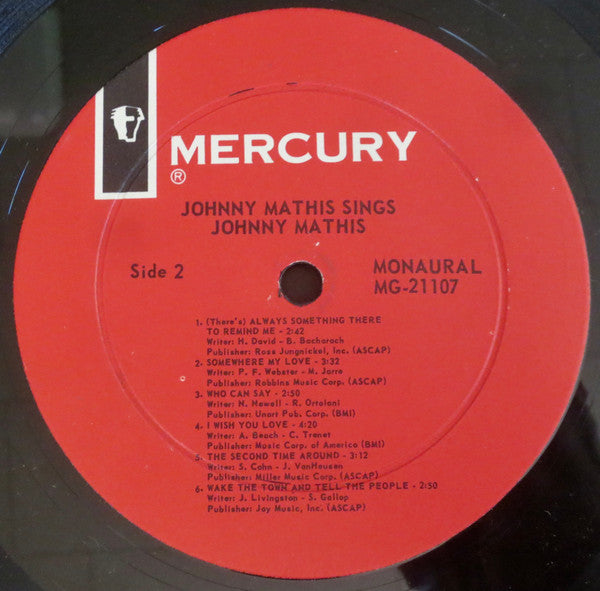 Johnny Mathis : Johnny Mathis Sings (LP, Album, Mono)