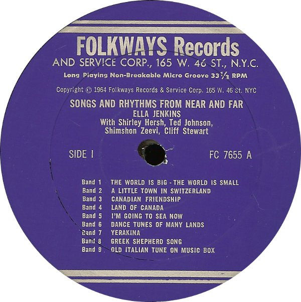 Ella Jenkins : Songs And Rhythms From Near And Far (LP, Album)