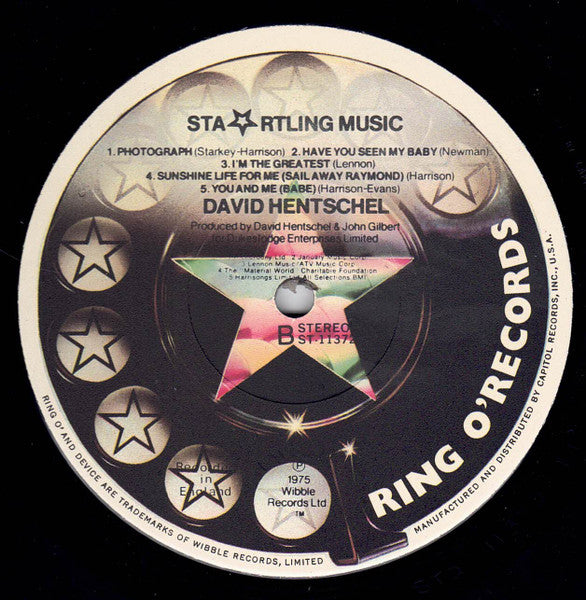 David Hentschel : Startling Music (LP, Album, Jac)