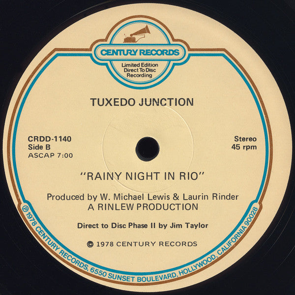 Tuxedo Junction : Moonlight Serenade / Rainy Night In Rio (Direct Disc Phase II) (12", Ltd, Dir)