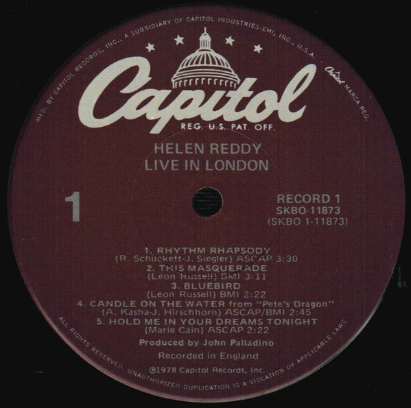Helen Reddy : Live In London (2xLP, Album, Jac)