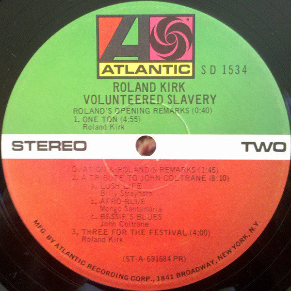 Roland Kirk : Volunteered Slavery (LP, Album, Pre)