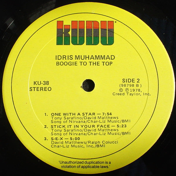 Idris Muhammad : Boogie To The Top (LP, Album, Kee)