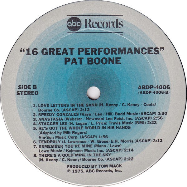 Pat Boone : 16 Great Performances (LP, Comp)