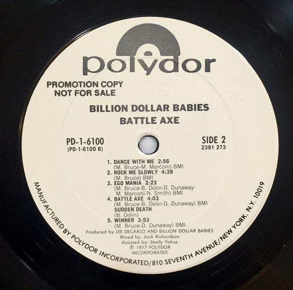 Billion Dollar Babies : Battle Axe (LP, Album, Promo)