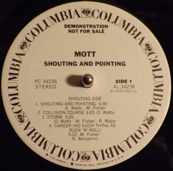 Mott (3) : Shouting And Pointing (LP, Album, Promo)