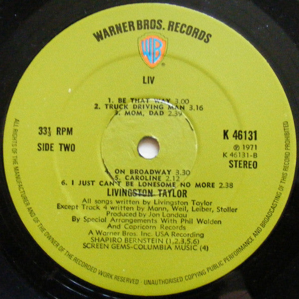 Livingston Taylor : Liv (LP, Album)