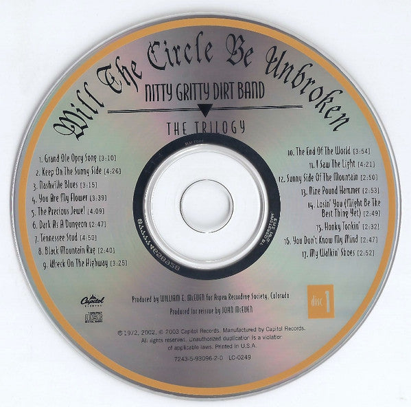 Nitty Gritty Dirt Band : Will The Circle Be Unbroken - The Trilogy (5xCD, Comp + DVD-V, Multichannel, NTSC)