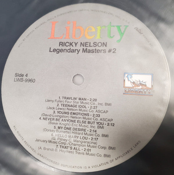 Ricky Nelson (2) : Legendary Masters Series (2xLP, Comp, Mono)