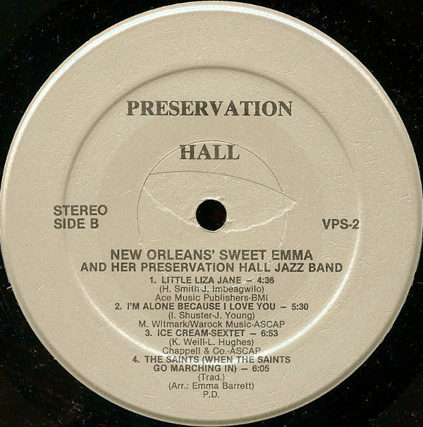 Emma Barrett And Her Preservation Hall Jazz Band : New Orleans' Sweet Emma And Her Preservation Hall Jazz Band (LP, Album, RE, Kee)