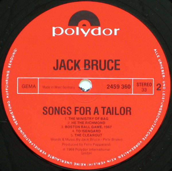 Jack Bruce : Songs For A Tailor (LP, Album, RE)