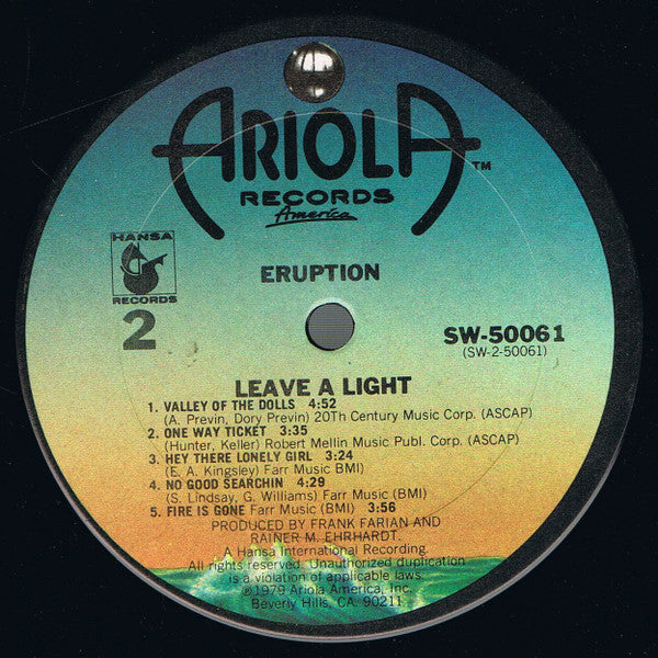 Precious Wilson & Eruption (4) : Leave A Light (LP, Album)