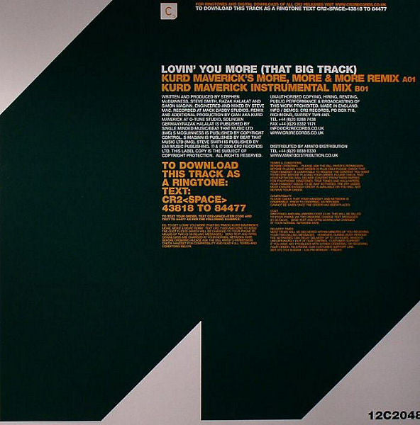 Steve Mac vs. Mosquito (3) Feat. Steve Smith (2) : Lovin' You More (That Big Track) (12", Ltd)