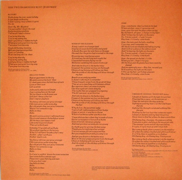 Joan Baez : Diamonds & Rust (LP, Album, Mon)