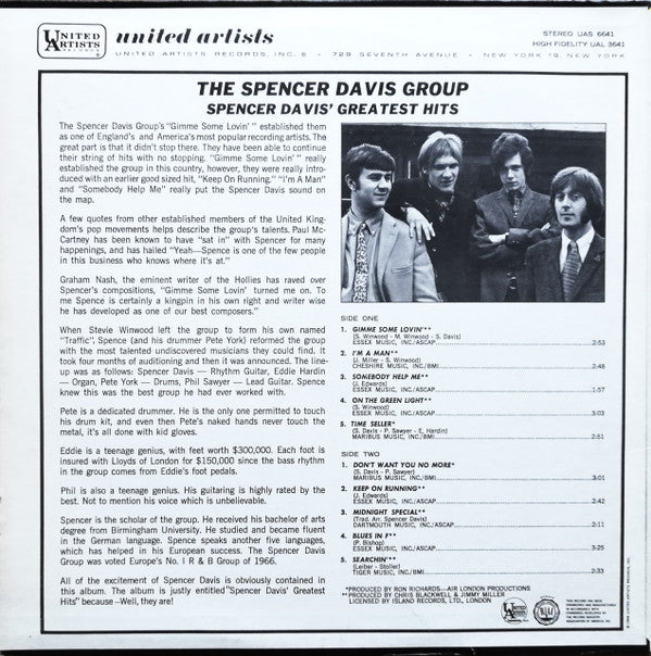 The Spencer Davis Group : Spencer Davis' Greatest Hits (LP, Comp)