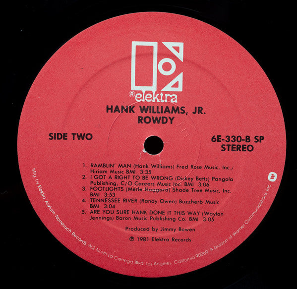 Hank Williams, Jr.* : Rowdy (LP, Album, Spe)