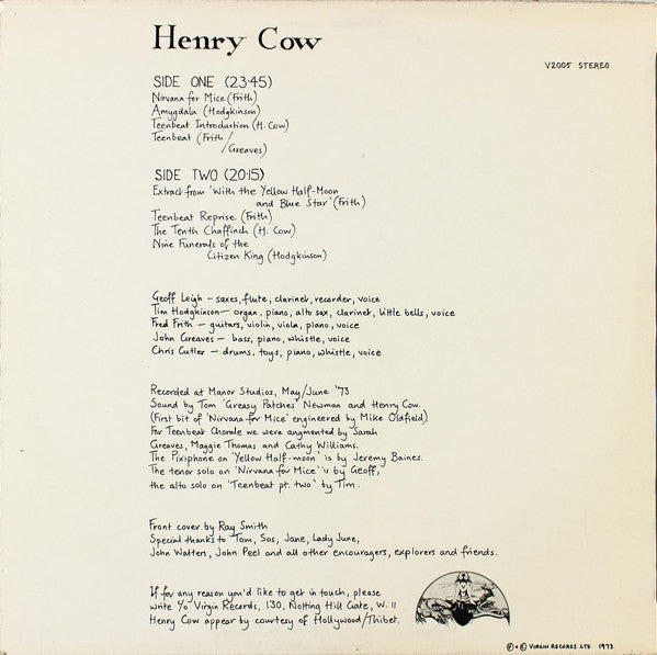 Henry Cow : The Henry Cow Legend (LP, Album)