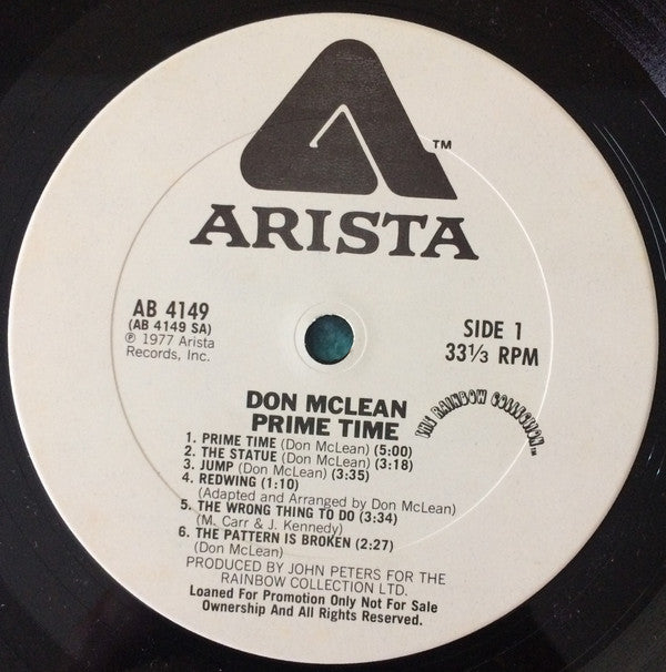 Don McLean : Prime Time (LP, Album, Promo)