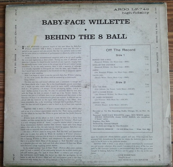 Baby-Face Willette* : Behind The 8 Ball (LP, Album, Mono)