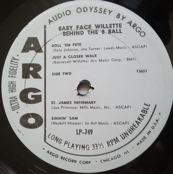 Baby-Face Willette* : Behind The 8 Ball (LP, Album, Mono)
