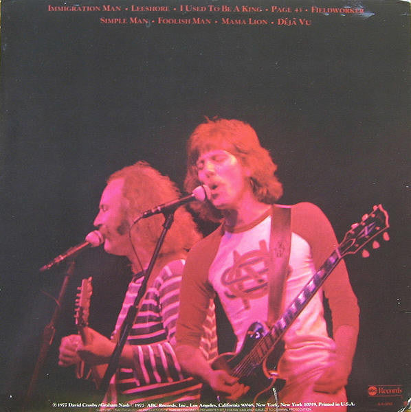 Crosby & Nash : Live (LP, Album, San)