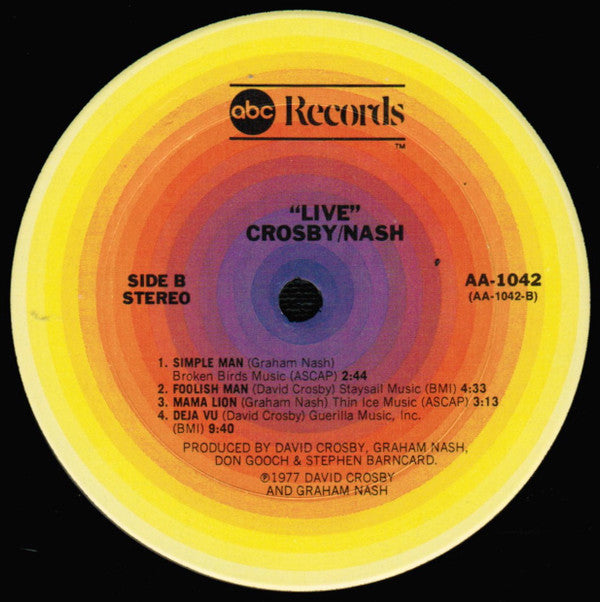 Crosby & Nash : Live (LP, Album, San)