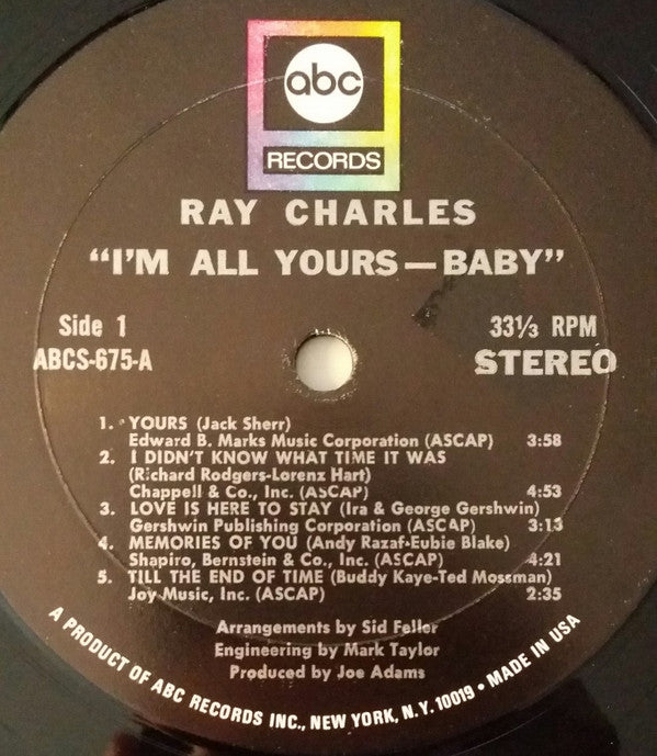 Ray Charles : I'm All Yours-Baby! (LP, Album, RE, MO)