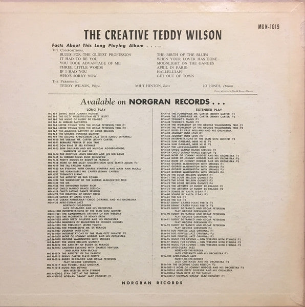 Teddy Wilson : The Creative Teddy Wilson (LP, Album, Mono)