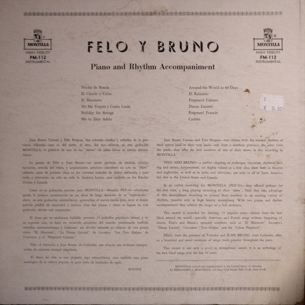 Felo* & Bruno* : Keyboard Moods With Rhythm Accompaniment (LP, Album, Mono, Yel)