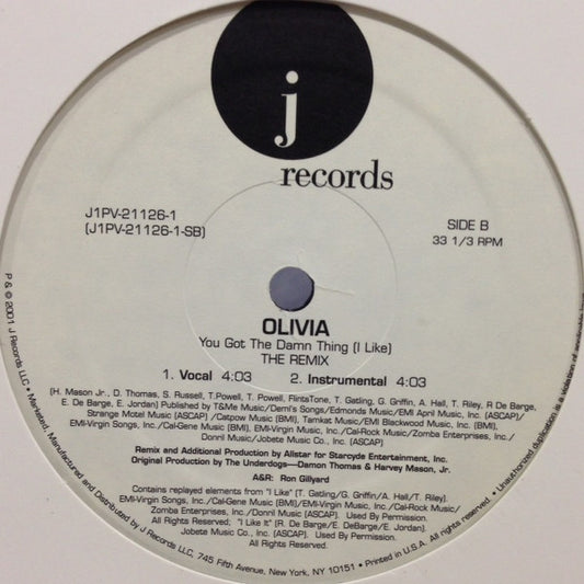 Olivia : You Got The Damn Thing (I Like) Remix (12", Single)