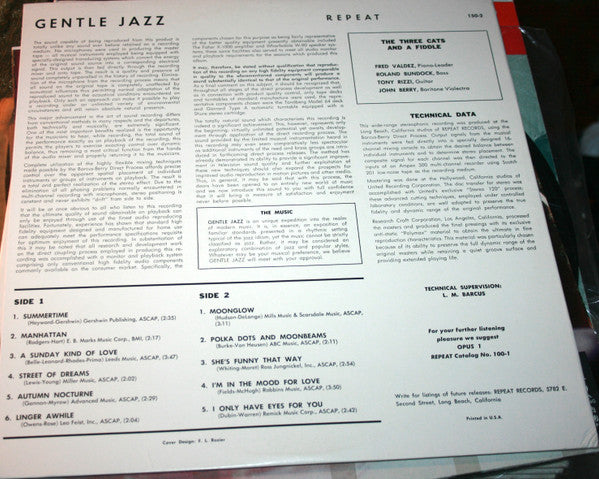 Three Cats And A Fiddle : Gentle Jazz (LP)