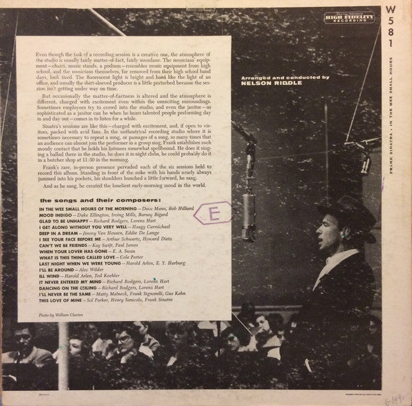 Frank Sinatra : In The Wee Small Hours (LP, Album, Mono, RP, Scr)