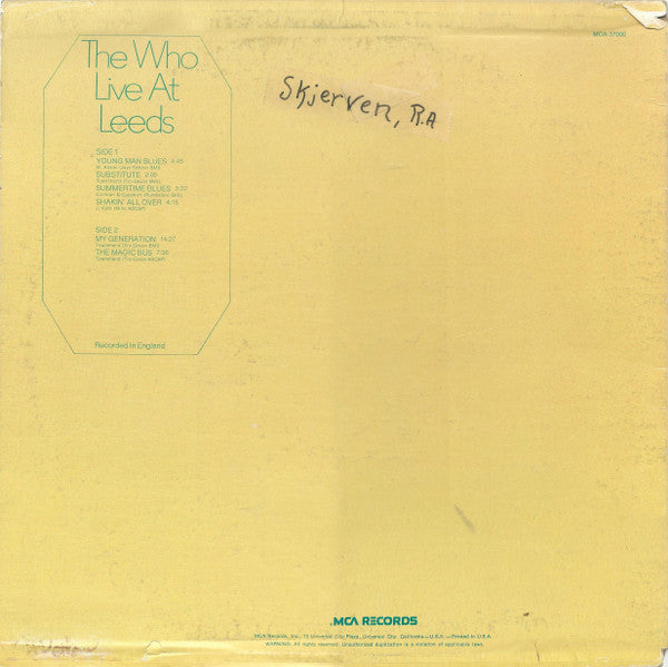 The Who : Live at Leeds (LP, Album, RE)