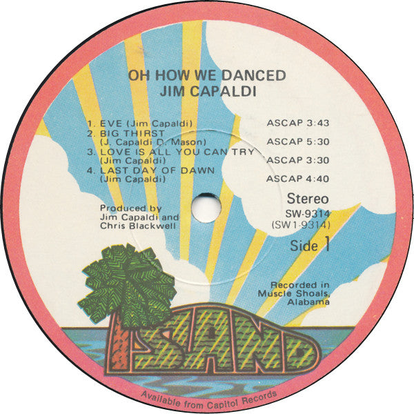 Jim Capaldi : Oh How We Danced (LP, Album, Jac)