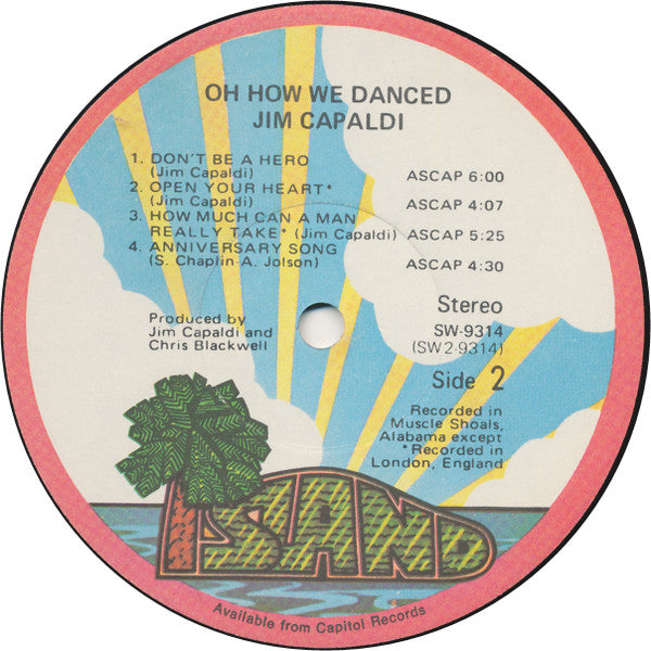 Jim Capaldi : Oh How We Danced (LP, Album, Jac)