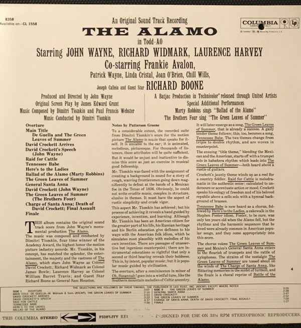 Dimitri Tiomkin : The Alamo (In Todd-AO) (LP, Album, RE)