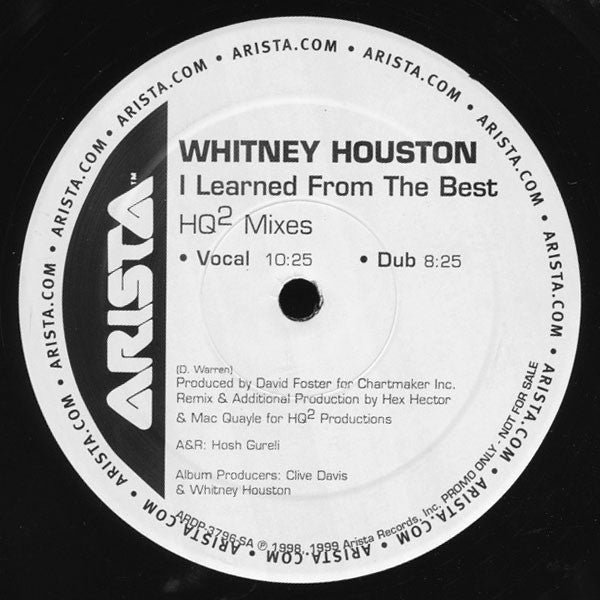 Whitney Houston : I Learned From The Best (HQ² Mixes) (12", Promo)